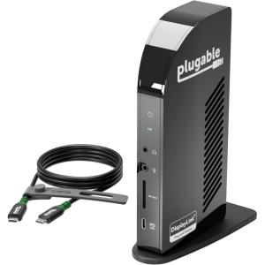 imagePlugable Docking Station Bundle  13in1 USBC Triple Display Dock  HighPerformance USBC Cable 100W Host Charging 3 HDMI 4 USB Ethernet SD  for Mac Windows Chrome