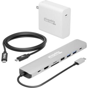 imageUSBC Power amp Connectivity Bundle Plugable 9in1 USBC Hub  140W GaN Charger  240W USB4 Cable  4K8K Display 10Gbps Data Ethernet 140W PD