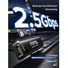image:imagePlugable 25Gbps USB C to Ethernet Adapter 2in1 USBA amp USBC Ethernet Adapter for laptop Aluminum Braided 25Gbps High Speed Compatible for Thunderbolt 43 MacBook AirPro iPad Windows XPS