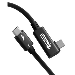 image:imagePlugable Thunderbolt 5 Cable Right Angle 80Gbps 240W Charging Thunderbolt Certified Up to 120Gbps Bandwidth Boost for Laptops amp Docks Works with Thunderbolt 43 USB4 USB C 26ft 80cm TBT5240W80R