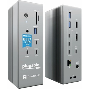 image:imagePlugable Thunderbolt 5 Dock 16in1 Dual HDMI 21 Up to 8K 60Hz  4K 144Hz 140W Laptop Charging 25GbE Fanless Driverless TAA Compliant Docking Station for MacBook ProAir amp Windows TBTUDH2