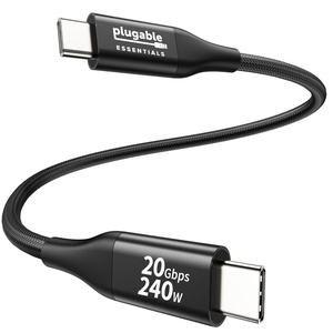image:imagePlugable USB C Monitor Cable 33FT 4K144Hz Video Output 8K USBC 32 Gen 2X2 Display Cable 20Gbps Data Transfer 240W PD Charging Braided Type C Fit for iPhone 17 MacBook SSD Portable Monitor1FT