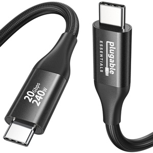 image:imagePlugable USB C Monitor Cable 33FT 4K144Hz Video Output 8K USBC 32 Gen 2X2 Display Cable 20Gbps Data Transfer 240W PD Charging Braided Type C Fit for iPhone 17 MacBook SSD Portable Monitor33FT
