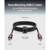image:imagePlugable USB C to USB C Cable Data Blocker Charge Only Cable 2m66ft 240W Safe Fast Charging for MacBook iPhone 1516 iPad Galaxy S24 XPS and More USBC Devices USBCCC2M Pack of 22 meters