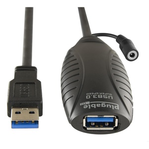 image:imagePlugable 10 Meter 32 Foot USB 30 Active Extension Cable with AC Power Adapter BackVoltage Protection and Driverless Technology Pack of 210m 32ft
