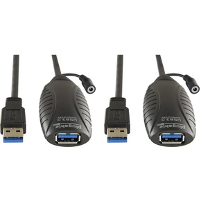 image:imagePlugable 10 Meter 32 Foot USB 30 Active Extension Cable with AC Power Adapter BackVoltage Protection and Driverless Technology Pack of 210m 32ft Pack of 2