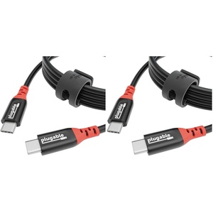 image:imagePlugable USB C to USB C Cable Data Blocker Charge Only Cable 2m66ft 240W Safe Fast Charging for MacBook iPhone 1516 iPad Galaxy S24 XPS and More USBC Devices USBCCC2M Pack of 22 meters Pack of 2