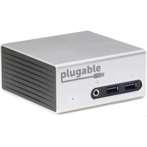 image:imagePlugable Universal USB 30 Docking Station with Dual Video Outputs and 4K Support for Windows 10 81 7 HDMI and DVI or VGA Gigabit Ethernet Audio 4 USB 30 Ports VESA Mount Aluminum Mini